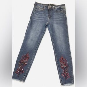 Embroidered Blue Jean Jeggings